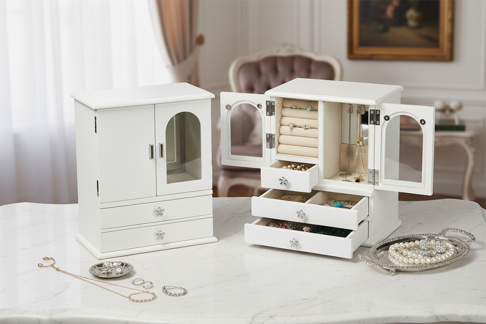 Personalised Wooden Jewelry Box with Rotating Necklace Hook