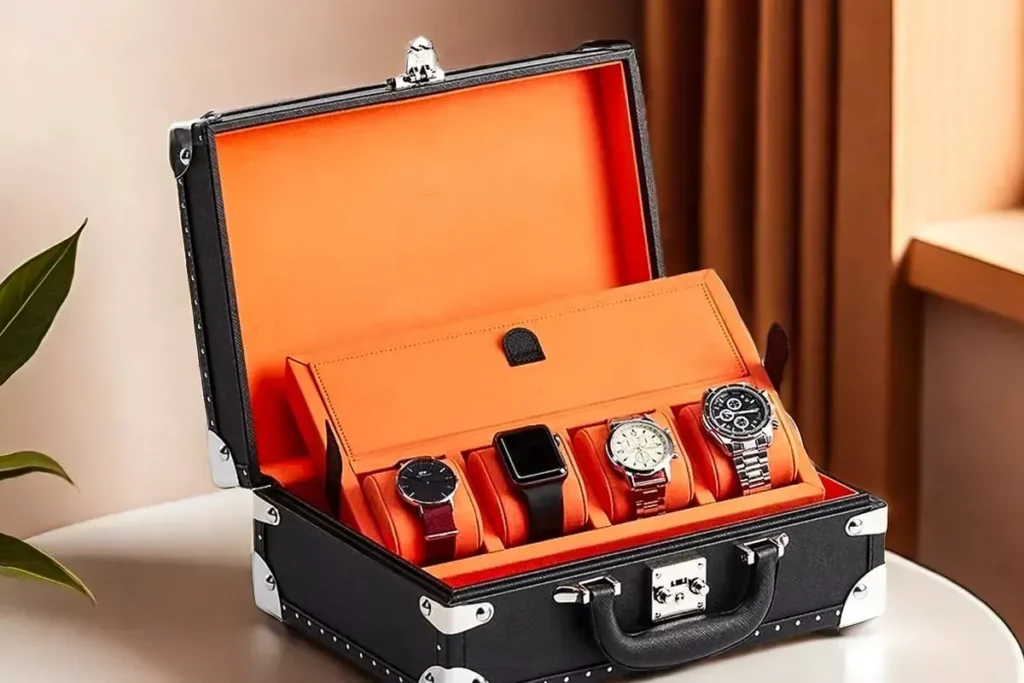 Black-Luxury-Watch-Travel-Case-With-Metal