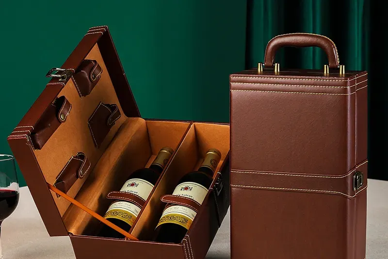 Chestnut-Faux-Leather-Wine-Storage-Box