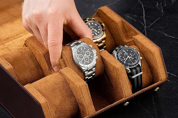 Mahogany-Leather-Watch-Organizer-Box