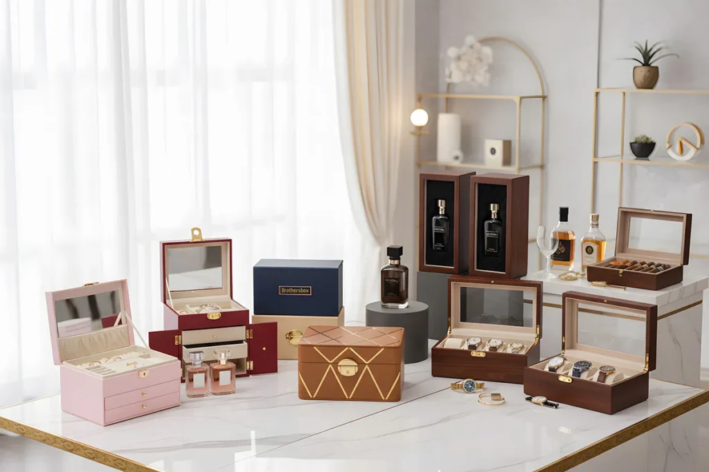 Multi-Color-Leather-And-Wood-Luxury-Gift-Box-Collection-Display